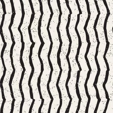 Simple ink geometric pattern. Monochrome black and white strokes background Stock Illustration