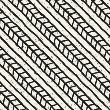 Simple ink geometric pattern. Monochrome black and white strokes background Illustrazione stock