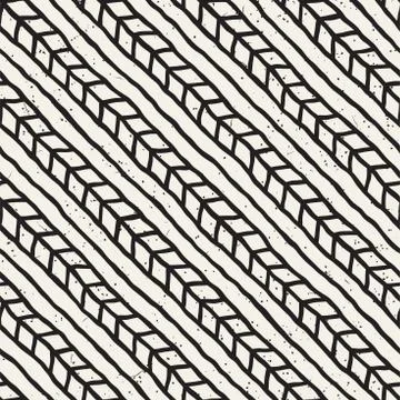 Simple ink geometric pattern. Monochrome black and white strokes background.  Stock Illustration