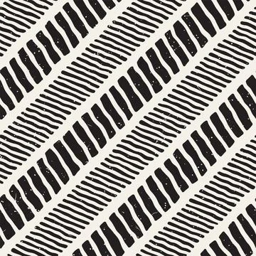 Simple ink geometric pattern. Monochrome black and white strokes background.  Stock Illustration