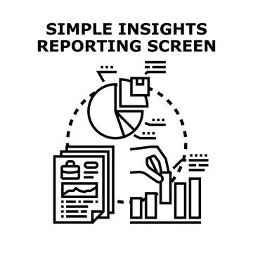 Simple insights reporting screen for business analytics Stock Illustration