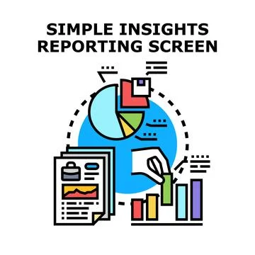 Simple insights reporting screen for business analytics Stock Illustration