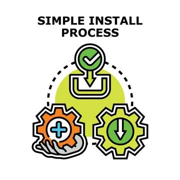 Simple install process concept with download and setup icons Stock Illustration