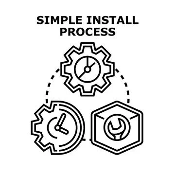 Simple install process with time and settings Stock Illustration