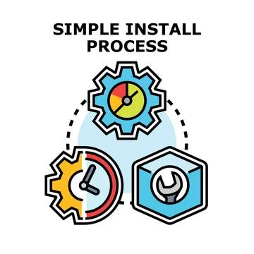 Simple install process with time and settings Stock Illustration