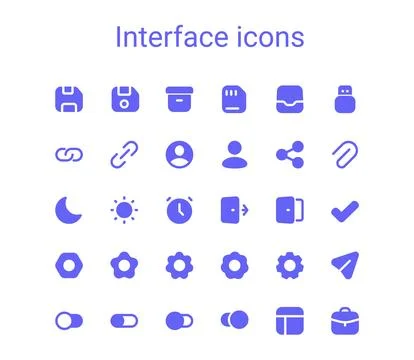 Simple interface glyph icons set. Round mini vector icons. Stock-Illustration