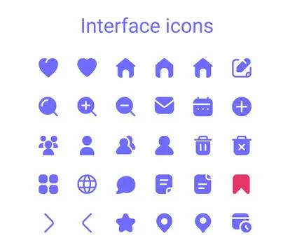 Simple interface solid icons set. Round mini glyph vector icons. Stock Illustration