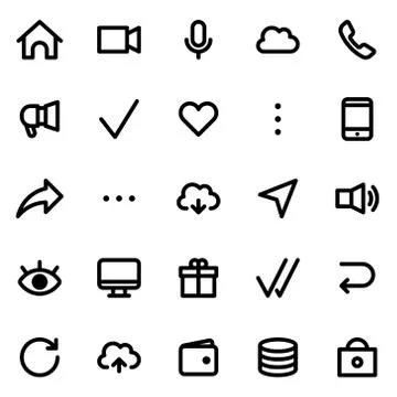 Simple interface vector icons set Stock Illustration