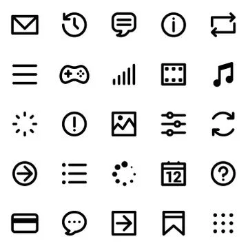 Simple interface vector icons set Stock Illustration