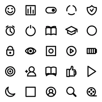 Simple interface vector icons set Stock Illustration