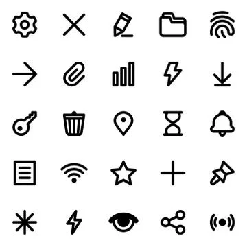 Simple interface vector icons set Stock Illustration