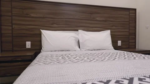 Simple Interior Bedroom Design Of A Hotel Room. Zoom Out Shot Stock Footage 260315360
