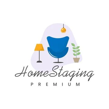 Simple interior design logo, modern staging house minimalist furniture decora Stock Illustration