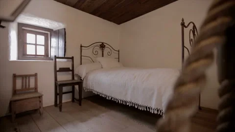 Simple interior rooms of Fátima visionaries home Stock Footage 324969365
