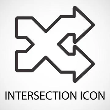 Simple intersection line art icon, vector Stock Illustration