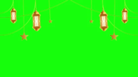 Simple Islamic green screen looping animation with ornament swinging lantern for Stock Footage 238563883