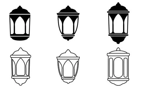 Simple Islamic Lantern Illustration Set Stock Illustration
