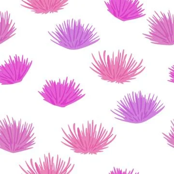 Simple isolated flower bud seamless pattern. Thorn botanic print in pink and  Illustrazione stock