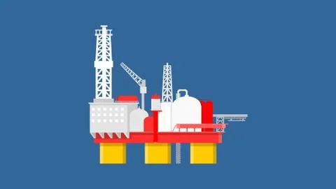Simple isolated offshore rig  flat style illustration Stock Illustration