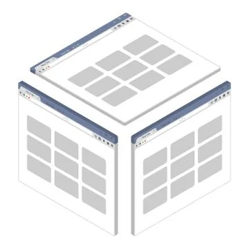 Simple isometric browser window on white background. Vector illustration Stockillustratie