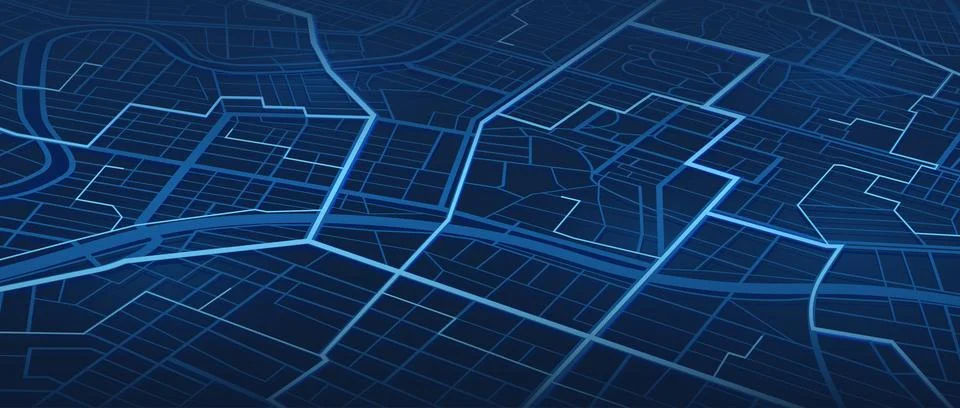 Simple isometric city plan. Abstract city map urban streets and road Stock Illustration