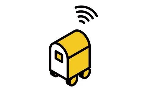 Simple isometric illustration of a delivery robot, transportation, logistic.. Stock Illustration