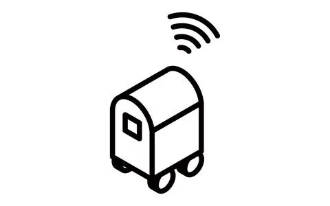 Simple isometric illustration of a delivery robot, transportation, logistic.. Stock Illustration