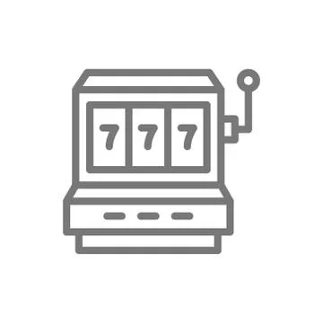 Simple jackpot slot machine line icon. Symbol and sign vector illustration Stock Illustration