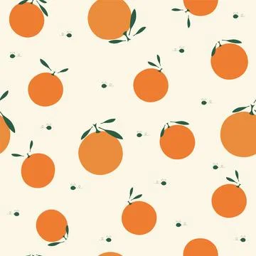 Simple juicy oranges seamless pattern illustration. Aesthetic groovy tanger.. Illustrazione stock