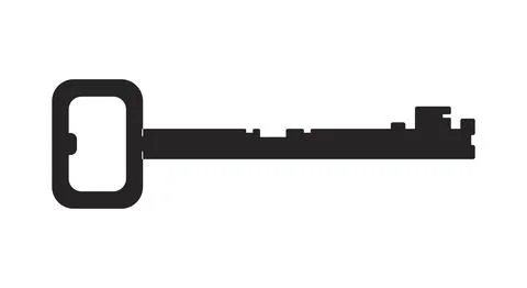 Simple key 2D black filled object Stock Illustration
