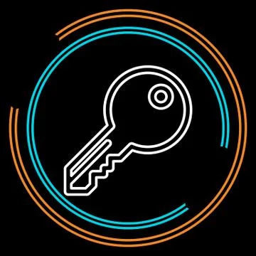 Simple Key Thin Line Vector Icon Stock Illustration