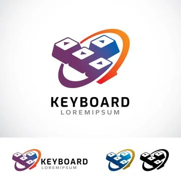 Simple Keyboard Logo Design Template Stock Illustration