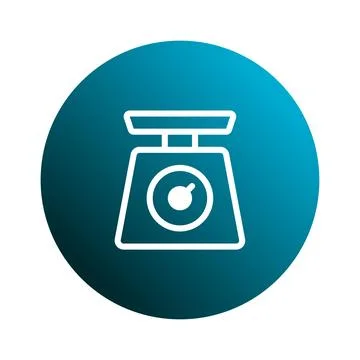 Simple kitchen scale icon on a blue gradient circle vector illustration in .. Illustrazione stock