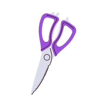 Simple kitchen scissors isolated. Concept of cooking utensil, tool. Vector .. Stock Illustration