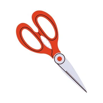 Simple kitchen scissors isolated. Concept of cooking utensil, tool. Vector fl Stock Illustration