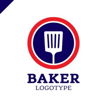 Simple kitchen spatula or bakery logo icon in the circle Illustrazione stock