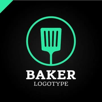 Simple kitchen spatula or bakery logo icon in the circle Illustrazione stock