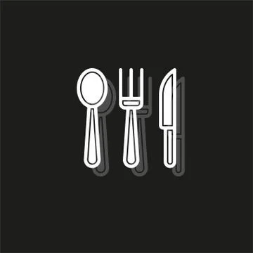 Simple Knife, Fork and Spoon Vector Icon Stock Illustration