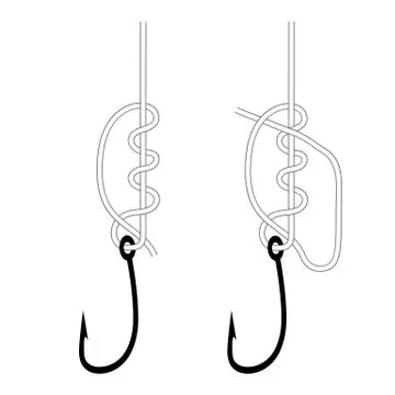 Simple knot on a fishing hook Stock Illustration