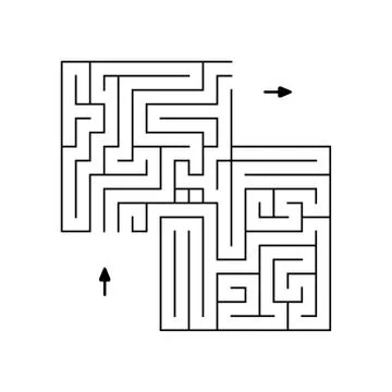Simple labyrinth of black lines with two arrows. Vector graphics Stock Illustration