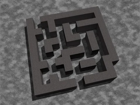 Simple labyrinth maze texture 3d render dark light lights shadow shadows Stock Illustration