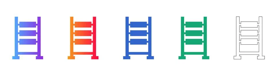 Simple Ladder Icon Set for Construction and Progress Concepts Stock Illustration
