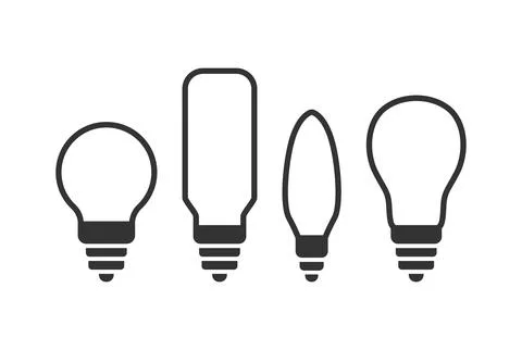 Simple Lamp Vector Icon Set. Electricity Lamps Illustration Stock Illustration