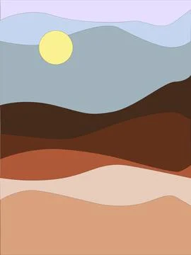 Simple landscape earth tones vector design EPS Stock Illustration