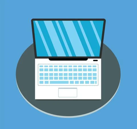 Simple Laptop On Table Isolated Minimalistic Technology Device Office Work Home Stock Illustration