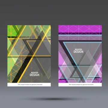 Simple large triangles on dark background. Vector brochure template Stock Illustration