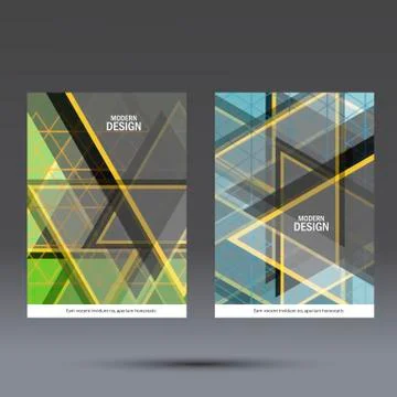 Simple large triangles on dark background. Vector brochure template Illustrazione stock