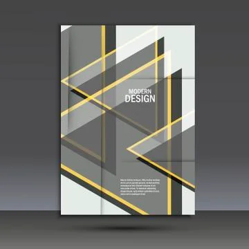 Simple large triangles on dark background. Vector brochure template Stock Illustration
