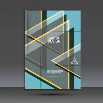 Simple large triangles on dark background. Vector brochure template Stock Illustration