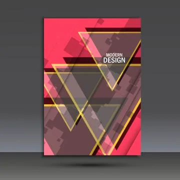 Simple large triangles on dark background. Vector brochure template Stock Illustration